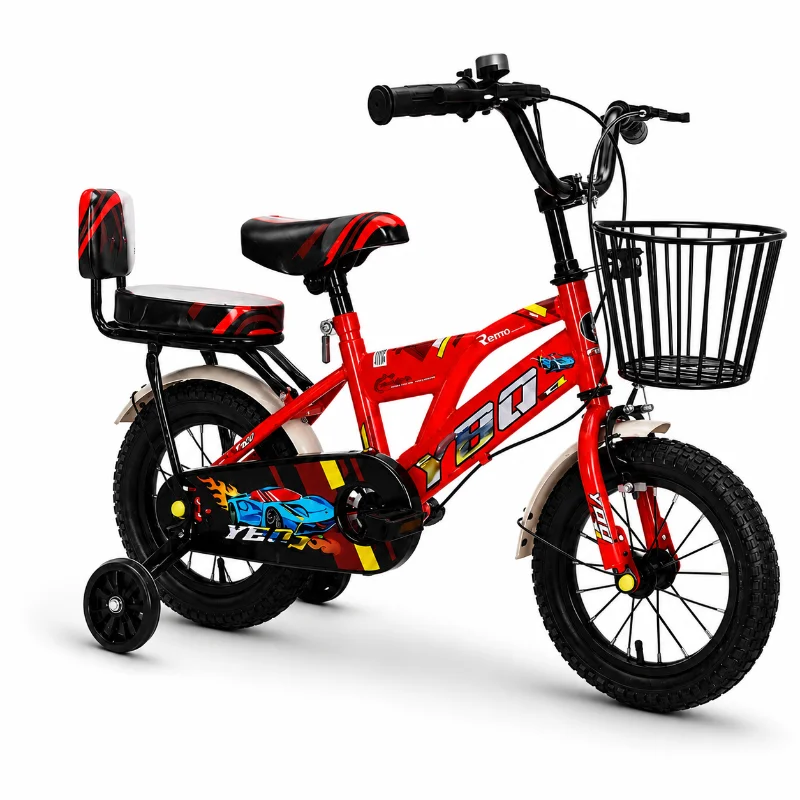 Vélo Enfant Taille 12 avec Roulettes & Panier – 2 à 5 ans rouge