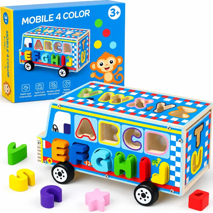 Bus Éducatif en Bois Lettres & Formes2 Bus Éducatif en Bois Lettres & Formes