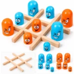 Jeu de stratégie Morpion 3D – Pièces emboîtables en bois