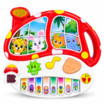 Piano musical rouge et blanc pour enfant, vue de face